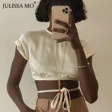 Женские атласные топы Julissa Mo летние с открытой спиной