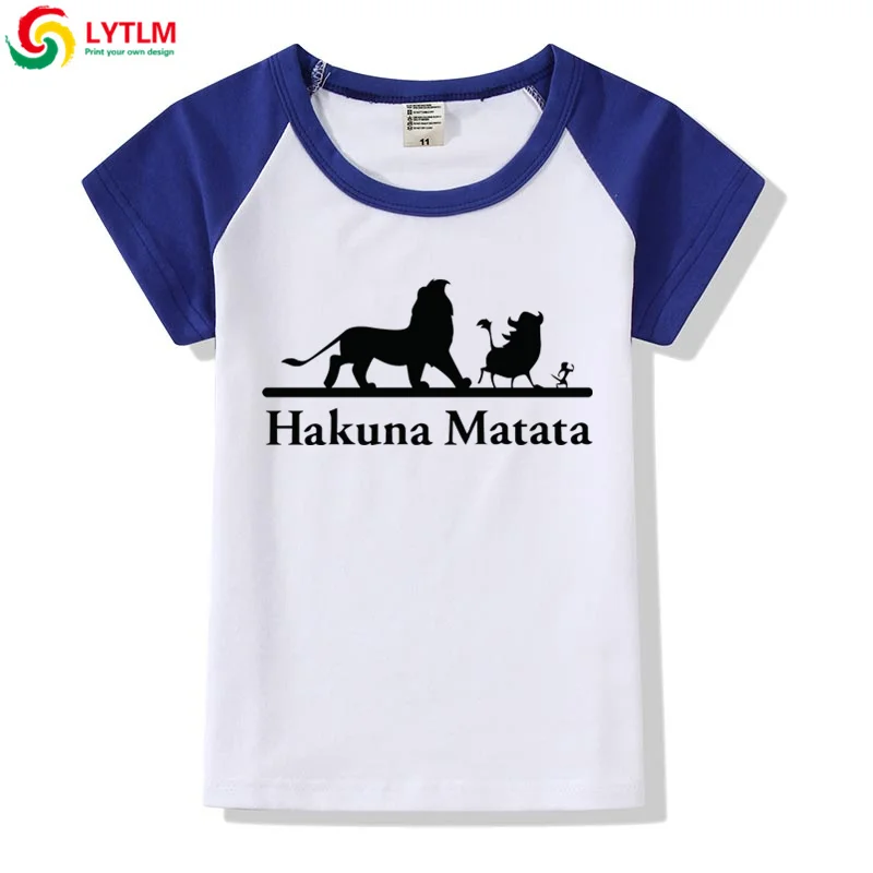 Футболка LYTLM Hakuna Matata футболка с изображением Льва и короля сумбы футболки для девочек-подростков футболки для мальчиков и девочек 10-12 лет с аниме детская одежда для мальчиков - Цвет: DXCJ LYCRA Blue