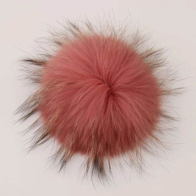 deep pink 15 DANKEYISI, 5 шт., 13 см, 15 см, помпоны из меха енота, мех норки, вязаная шапка с помпоном, шапка, Лисий мех, помпоны, шапочки, шарфы, брелок с пряжкой - Цвет: deep pink 15
