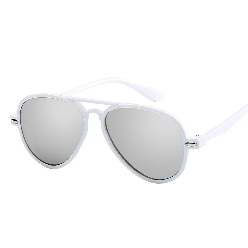 RBRARE, Классические солнцезащитные очки для девочек и мальчиков, цветные зеркальные винтажные детские очки, вогнутая форма, персональные, анти-УФ уличные очки для детей - Цвет линз: White Silver