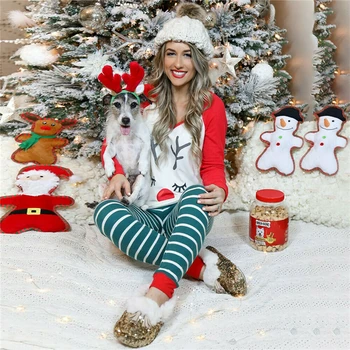 

Plus Size Women Christmas Winter Pajamas Sets Nightwear Long Seeve T Shirts Pants 2PCS Ladies Pyjamas Sleepwear Casual Pajamas