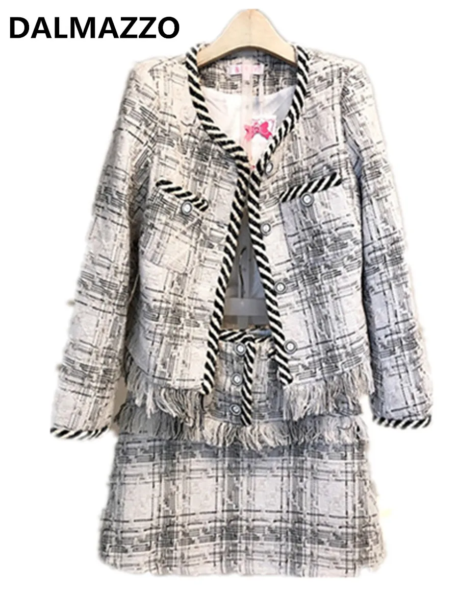 Высокое качество 2019 новейший осенний дизайн высокого класса женские твидовые