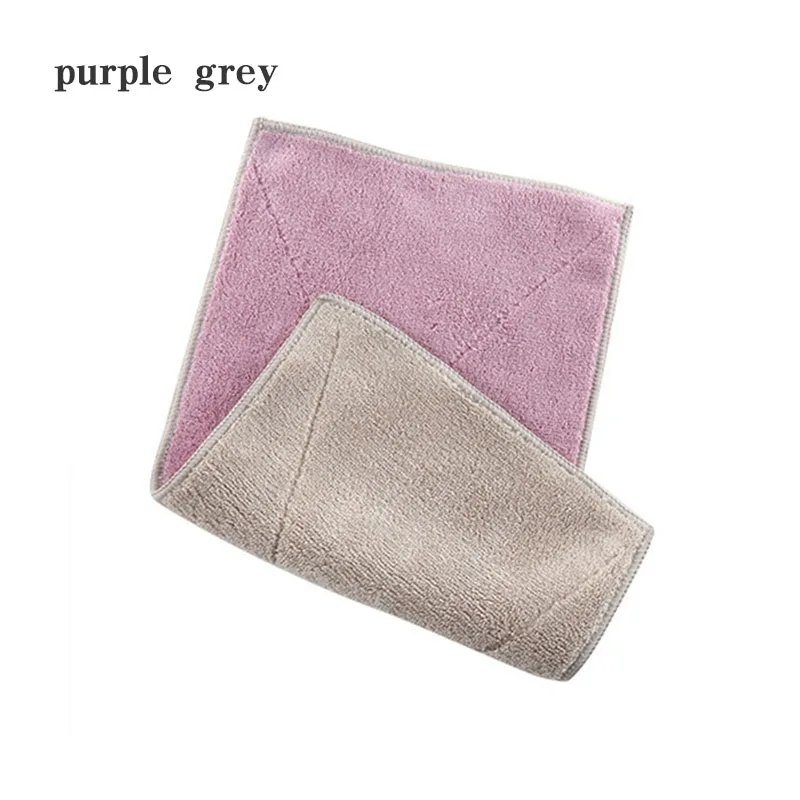 purple grey 1 шт. супер абсорбент утолщение гигиеническая очистка двухсторонняя микрофибра антипригарное масло чистящее полотенце кухонные гаджеты - Цвет: purple grey