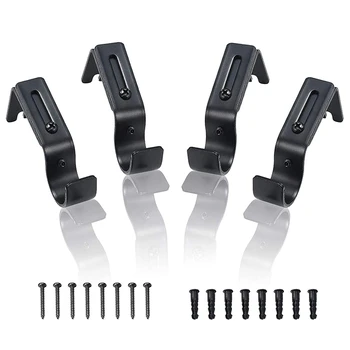 

4Pcs Curtain Rod Brackets Set Heavy Duty Metal Curtain Pole Holder For Wall Home Bedroom Office With 8 Fastening Screws