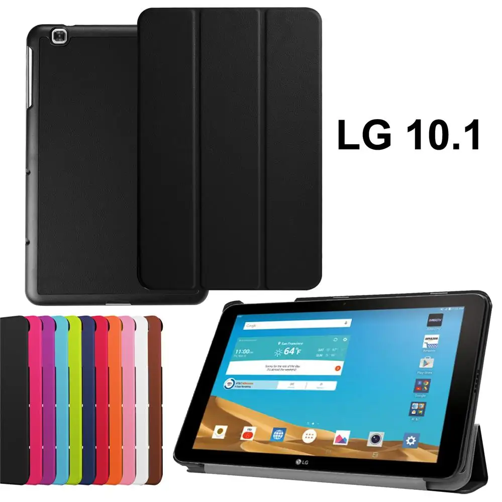 Black Чехол-книжка с подставкой для LG G PAD X 10,1 V930, противоударный смарт-чехол с магнитной подставкой, складной кожаный деловой чехол+ стекло+ стилус - Цвет: Black