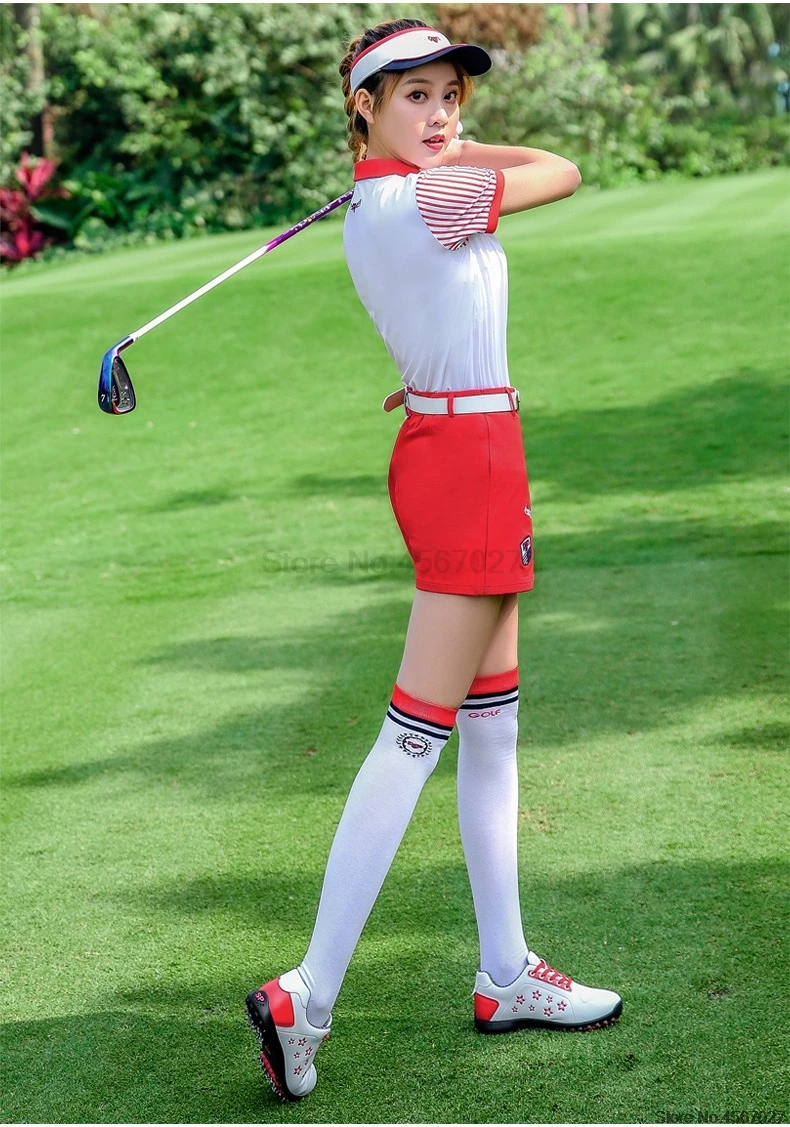 PGM, женские комплекты одежды для гольфа, футболка с коротким рукавом+ шорты для тенниса, женская спортивная дышащая одежда для гольфа D0750