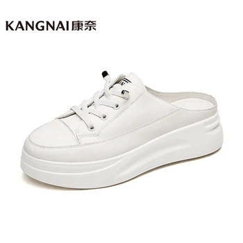 

KANGNAI Women Sneaker Shoes Platform Flat Lace-Up Slip-On Fashion White Shoe Summer Slingback Casual Shoes Woman