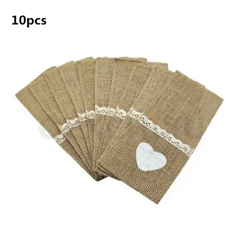 Natural Jute Burlap Cutlery Holders Packaging Fork and Knife for Wedding , Party Decoration 11*21cm   AA8016