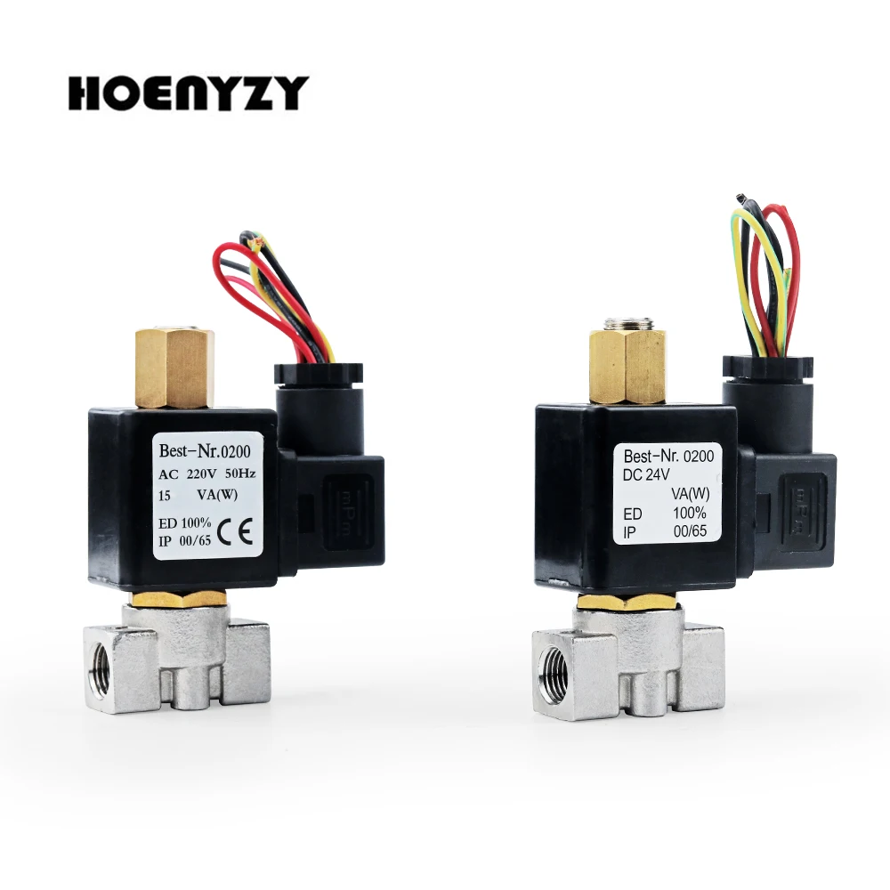 1/4" Normally Open Stainless Steel 2-Way Solenoid Valve VX2120-08-SS-NO Controller DN8 for Oil Water Gas AC220V/110V DC12V/24V solenoid valve
