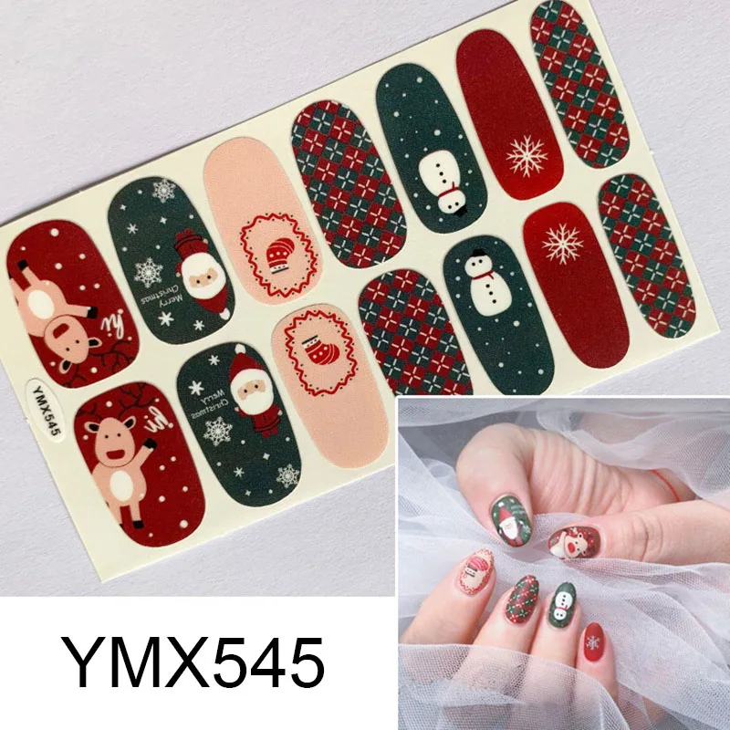 Леди KINDOM лак для ногтей сделай сам стикер s Рождество серия Дизайн ногтей водонепроницаемые оберточные Стикеры для ногтей Санта Клаус Наклейки Для Ногтей - Цвет: YMX545