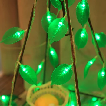 

Thrisdar 10M 100 LED Green Leaf Garland Fairy String Light Wedding Party Holiday Christmas String Light Garden Backyard Garland