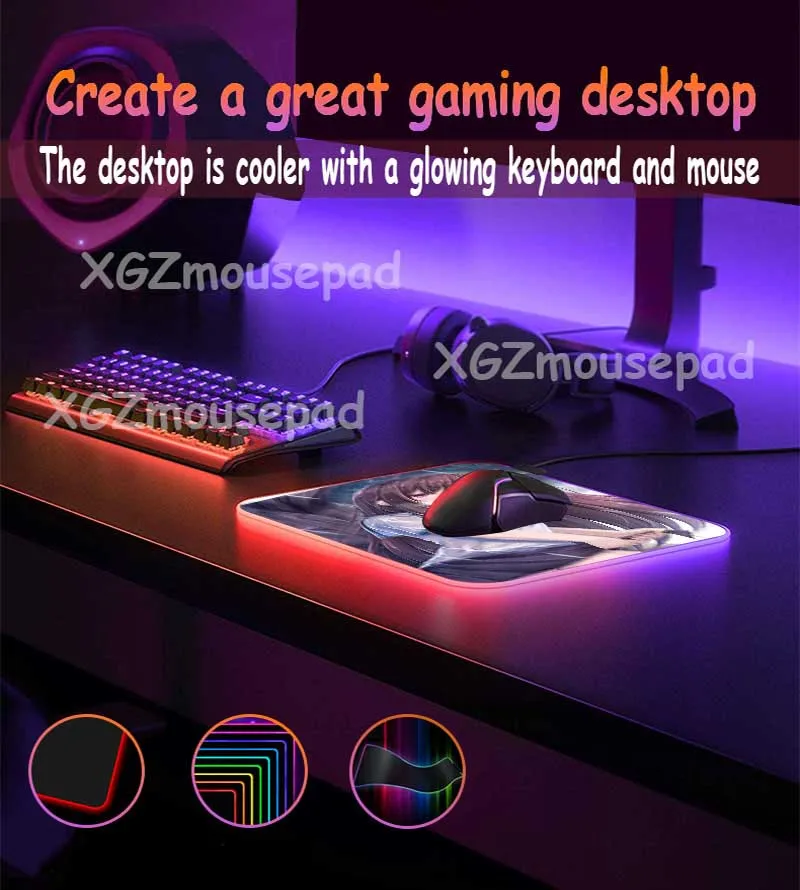 XGZ аниме девушка мокрая после дождя пользовательский большой RGB коврик для мыши черный замок край компьютерный стол коврик резиновый нескользящий для Csgo Dota Gamer