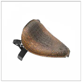 

For Harley Sportster 883 Chopper Bobber Custom w/ Base Bracket Motorcycle Retro Black/Brown Crocodile Leather Style Solo Seat