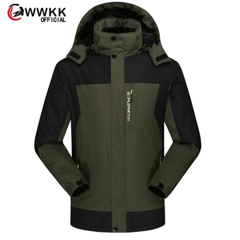 

WWKK Spring Jacket Men Waterproof Coat Hooded Zipper Windproof Warm Solid Color Lightweight Fashion Male Coat Outdoor Sportswear