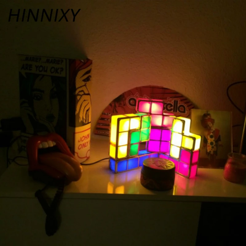 Hinnixy детский Ночной светильник DIY тетрис пазл светильник s Штабелируемый куб Новинка игрушка прикроватная Красочный Светодиодный светильник Декор Детский подарок