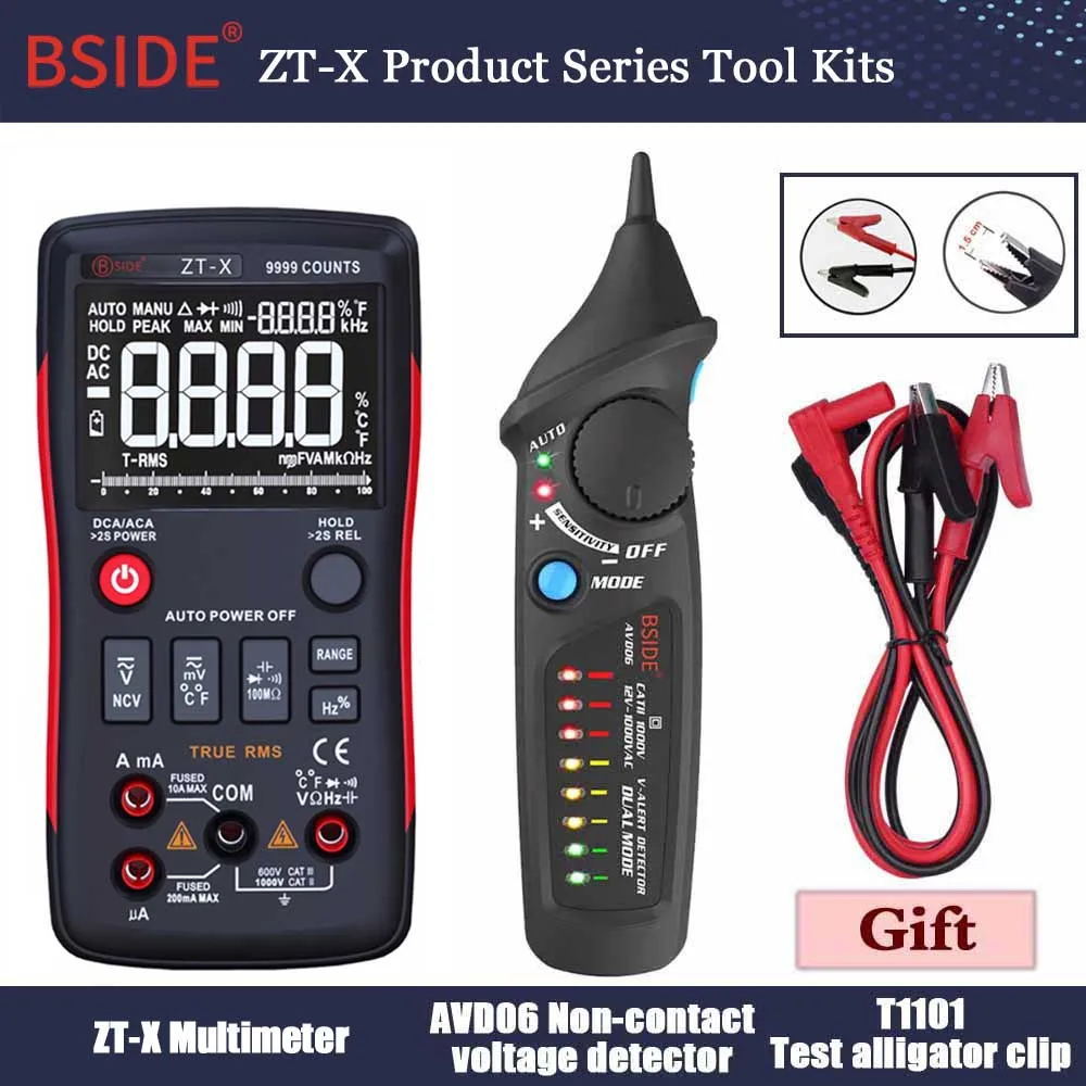 BSIDE ZT-X Цифровой мультиметр True RMS 9999 отсчетов 3 линии дисплей Multimetro DMM DC/AC Вольтметр Амперметр Ом Гц тестер температуры - Цвет: Tool Kits