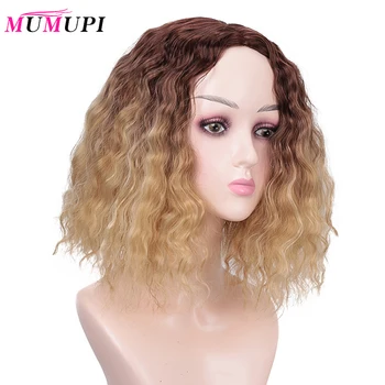 

MUMUPI Ombre Blonde Brown Short Afro Kinky Curly Wig Synthetic Wigs for Women African Hairstyle Natural Heat Resistant