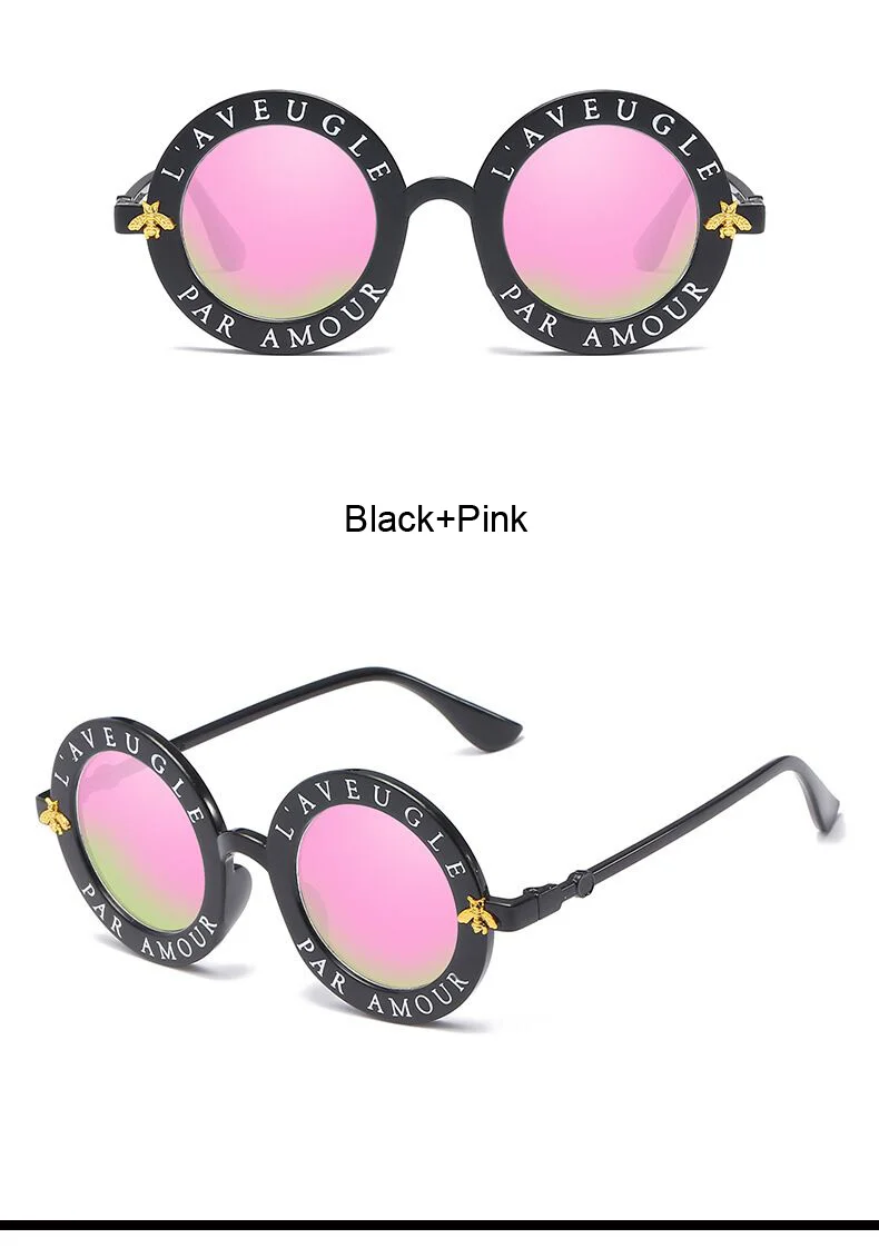 Fashion Unisex Round Retro Sunglasses Woman Vintage Glasses Circle Classic Bee Letter Sun Glasses Female Shades Visor Oculos Top