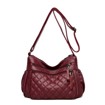 

Fashion Plaid Big Size Shoulder Crossbody Bag High Quality Handbags Genuine Leather Bags For Women Messenger Bags Lady