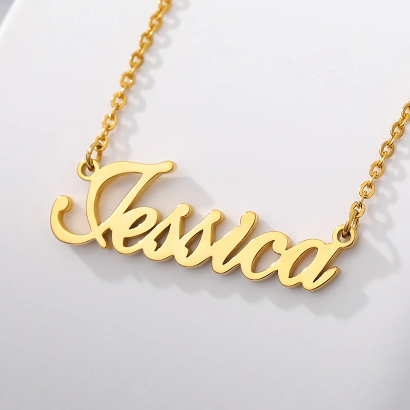 Romantic Jewelry Stainless Steel Custom Personalized Name Choker Gold Color Handwriting Signature Customized Necklace Women Men | Украшения