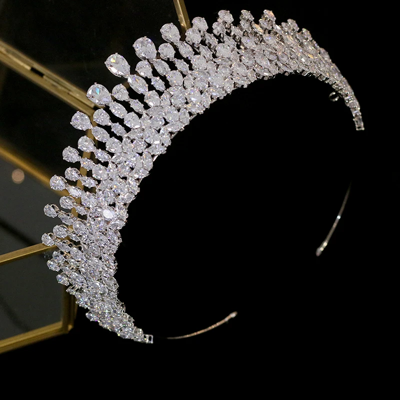 New Bride Tiara Crystal Headdress Wedding Hair Accessories Full Zircon Crowns Headband Wedding Jewelry Crowns For Women