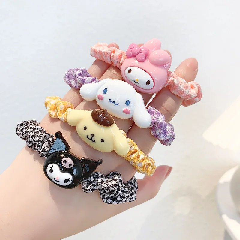 Candy-colored girl hair rope sweet cute rabbit cartoon summer  small intestine hair ring ins balls hair rope hair accessories index cards colored with ring binder blank words flashcards supplies pre hole punched for office memory