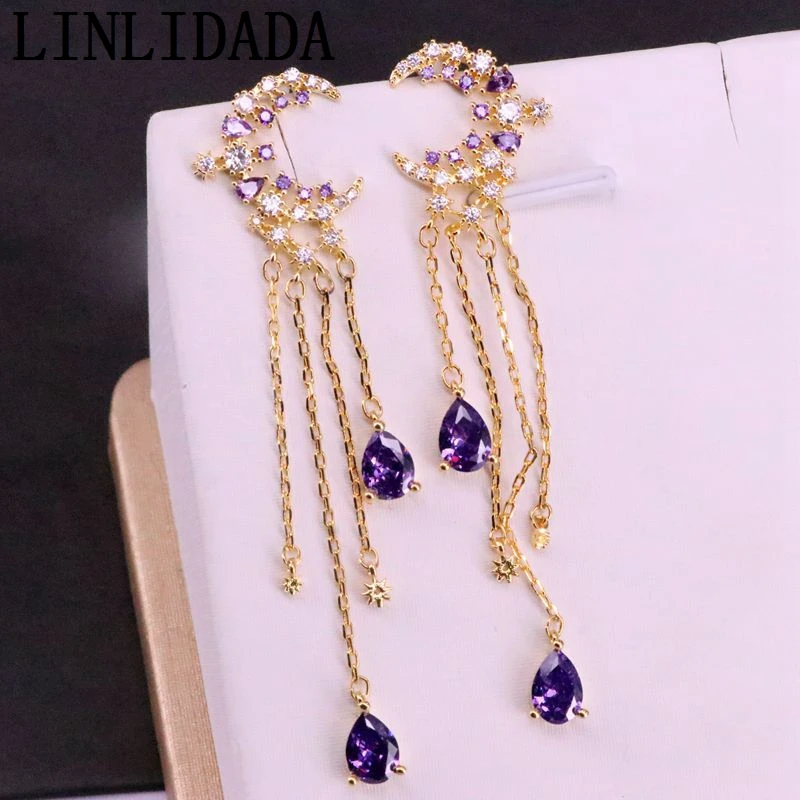 style B 8 пар модные серьги с кисточками из Кубического циркония CZ Ювелирные изделия длинные висячие серьги для женщин и девушек - Окраска металла: style B