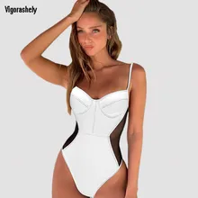 2020 сексуальный сетчатый жесткий белый цельный купальник женский пуш-ап купальник летняя пляжная одежда однотонный купальный костюм моноки...(China)