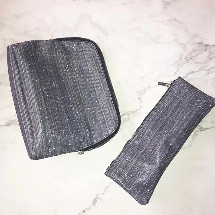 

2018 New Style Creative Shimmering Powder Different Size Bags Two-Piece Set Women's Handbag Travel Portable Cosmetic Bag