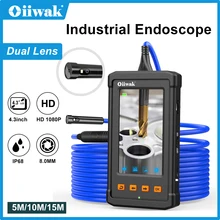 Oiiwak 8mm podwójny obiektyw endoskop Mini kamera 4.3 