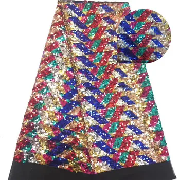 

New Design African Lace Fabric High Quality French Embroidered Tulle Lace Fabric with Sequins for party dress