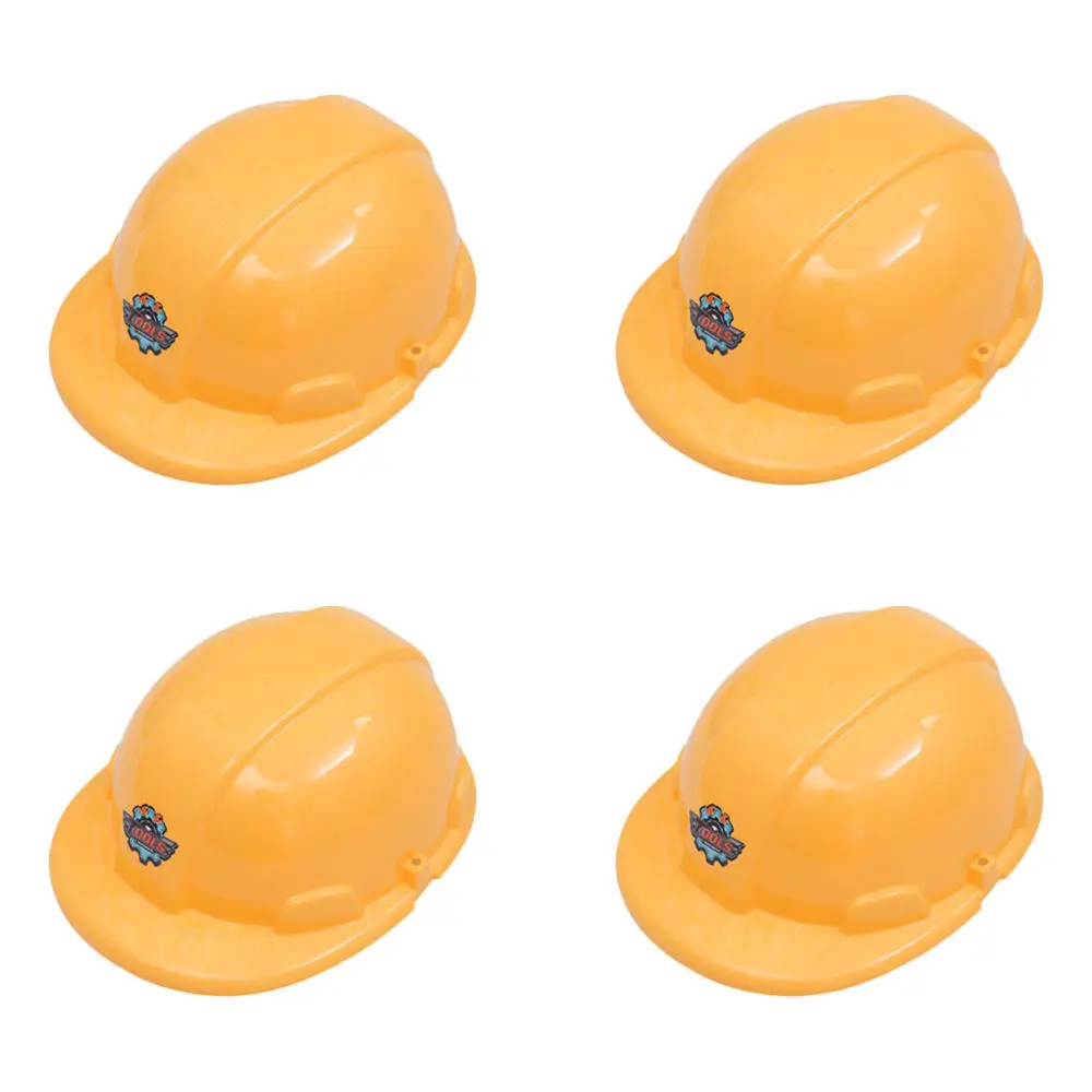 Casco de simulación de juego de rol para niños, gorra de seguridad de ingeniería duradera, color amarillo, artilugios de construcción, regalo, 4 Uds.