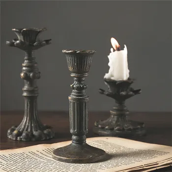 

Retro Candle Holders Resin Antique Candlestick Wedding Decoration Table Centerpieces Nostalgic Candlesticks Craft Home Decor