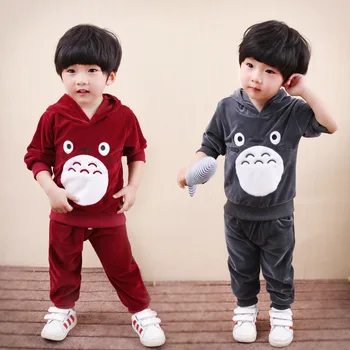 

Boys Girl Cartoon Clothing Suits Children Baby Spring Autumn Velvet Hoodies Pants 2Pcs/Sets Clothes Toddler Tracksuits F0015