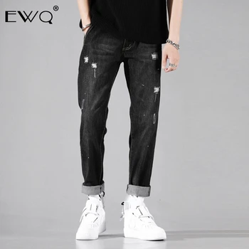 

EWQ / men's pants Holes Jeans for Male Trend Loose Directly denim Trousers Do Used black Haren Pants 2020 spring new 9Y0091