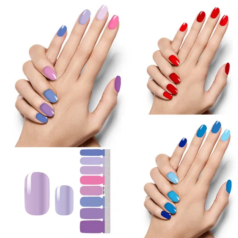16 советы полное покрытие Обертывания Nail Art Наклейки Лак Sally H самоклеящаяся чистый