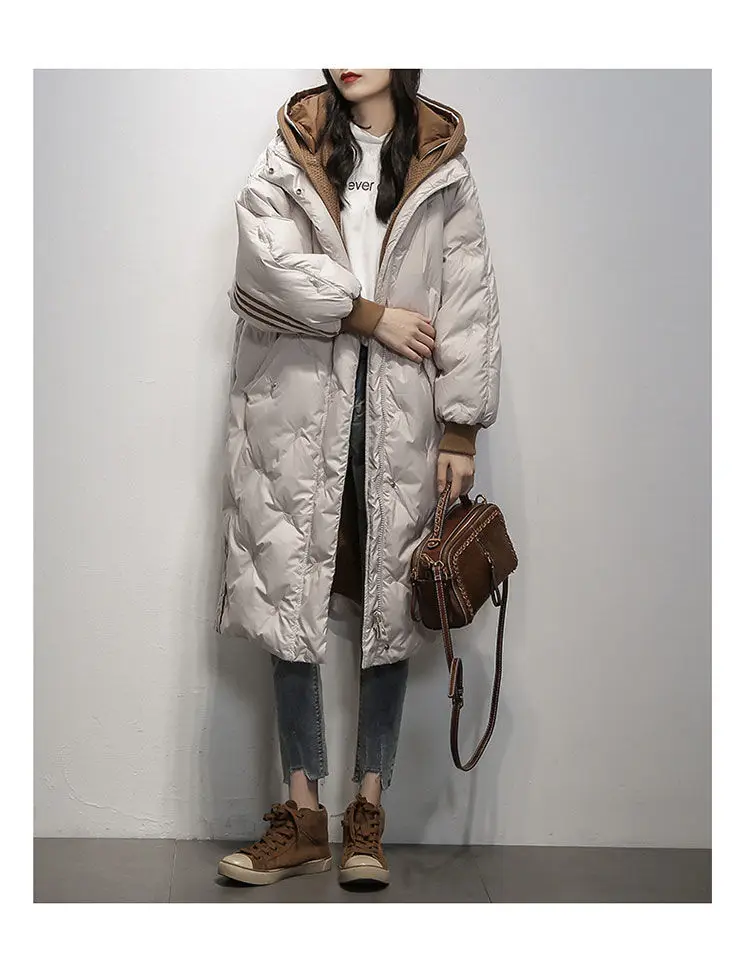 fake two piece hooded down coat