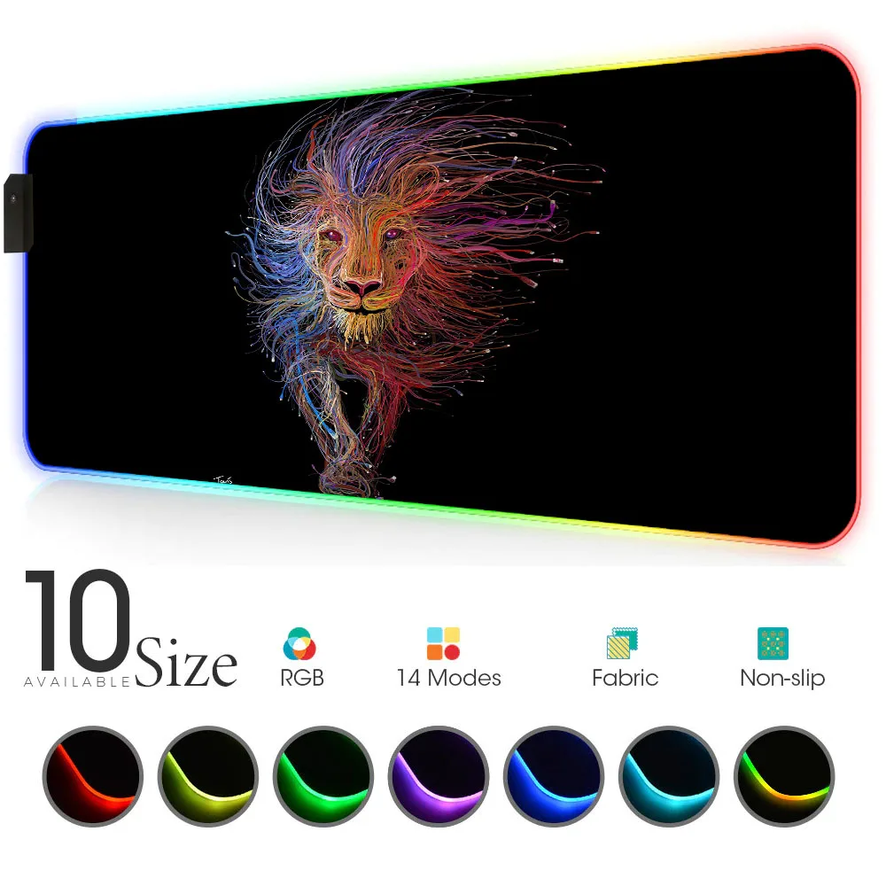 

Lion animal RGB Mouse Pad Black Gamer Accessories Large LED MousePad 70x30cm Gaming Desk Mats PC Desk Play Mat with Backlit