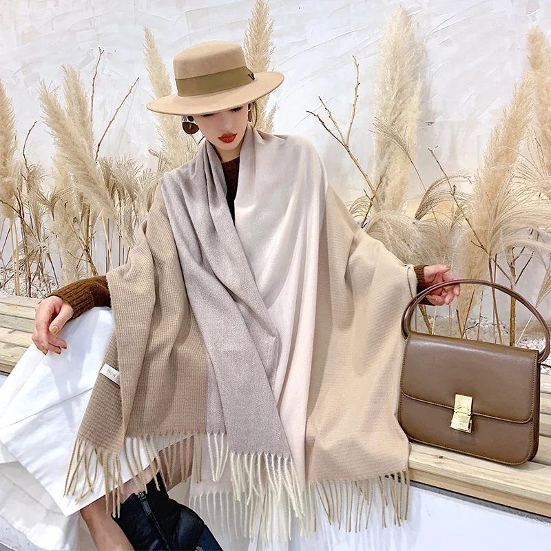 Новинка 2020 двухсторонний клетчатый зимний женский кашемировый шарф шали и