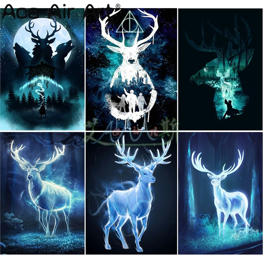 2021 Wonderful Sparkling 5D DIY Diamond Painting Deer/Reindeer with Embroidery Accessories Tool For Adult &amp Kid Drawing | Дом и сад