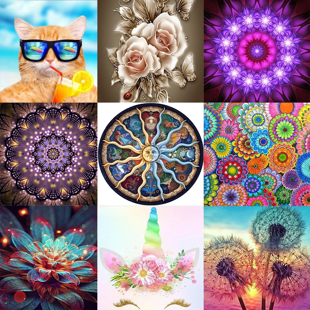 

Beautiful Mandala Handicraft 5D Diamond Painting Embroidery Flower Full Round Drill Home Decorations Gift Mosaic Cross Stitch