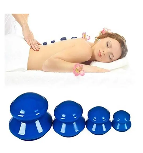 

4Pcs Massage jars Moisture Absorber Anti Cellulite Vacuum Cupping Therapy for facial massage Silicone Vacuum cans for massage