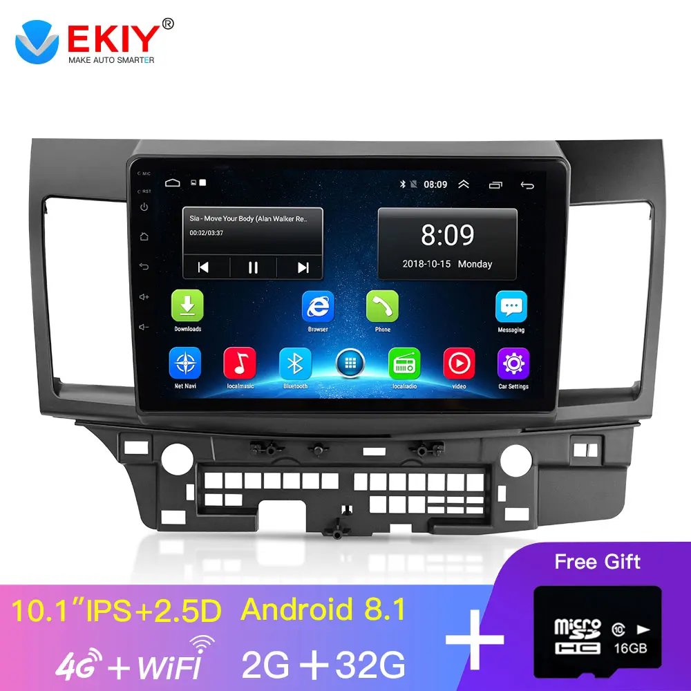EKIY 10,1 ''ips Android автомобильный DVD для Защитные чехлы для сидений, сшитые специально для MITSUBISHI LANCER 10,1 дюймов 2 DIN 3g/4G gps радио видео плеер с емкостным 2007- 9 X