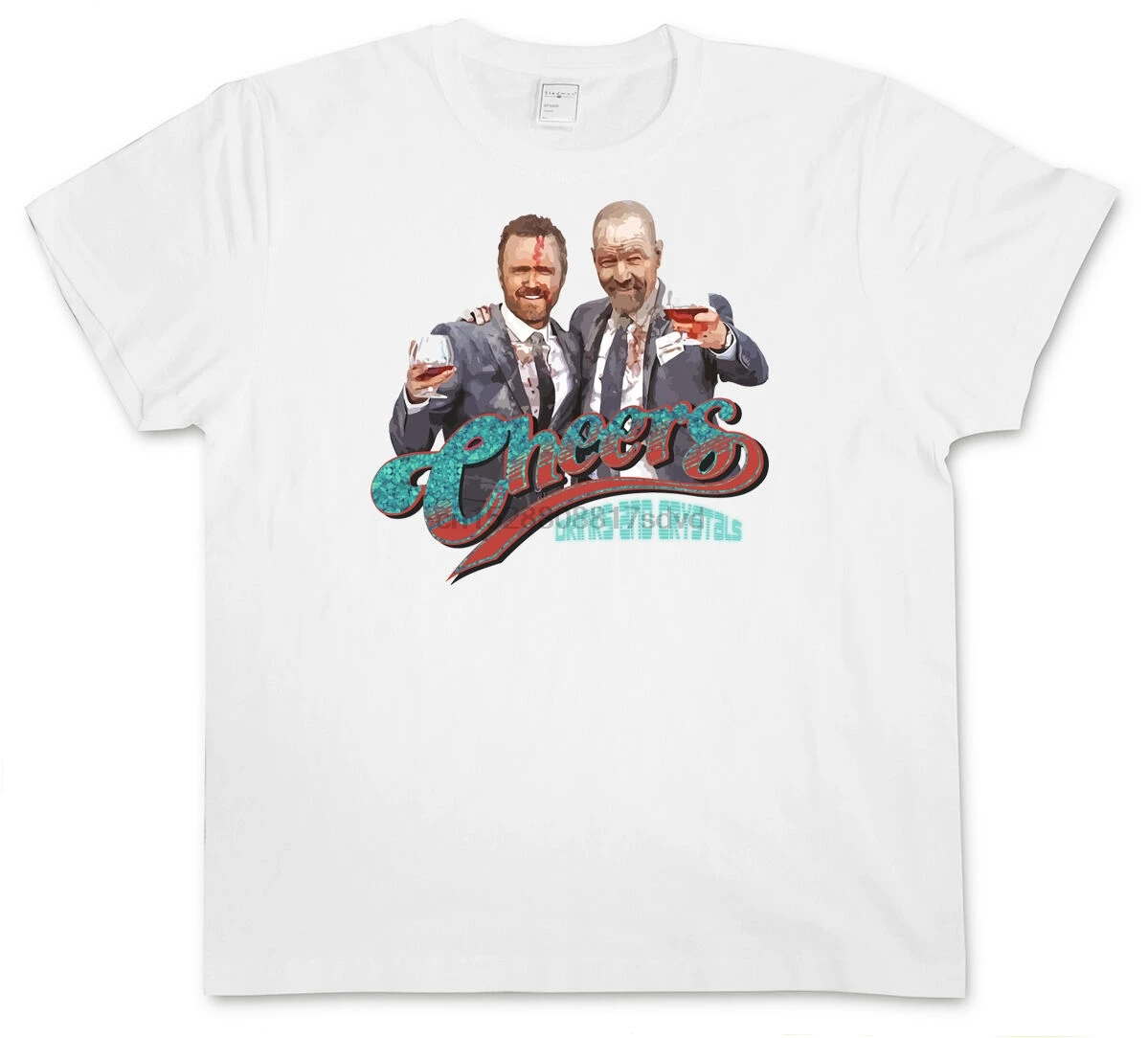 Белая футболка с изображением метеоритного напитка Уолтера Джесси Пинкмана