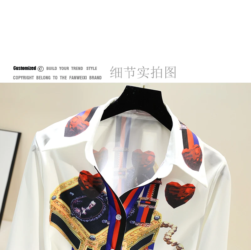 2022 Spring New Retro Print Blouse Women Lapel Shirt Woman Long Sleeve Shirt Tops Office Ladies All-match Blouuse Blusas Femme