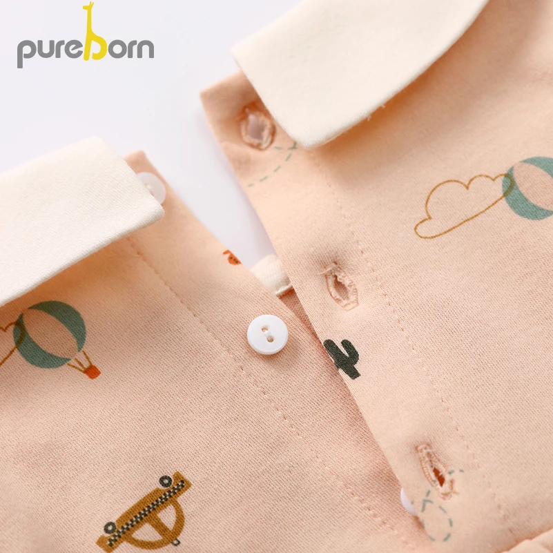Pureborn Baby Girls Dress+Underpants 2pcs Peterpan Collar Long Sleeve Princess Party Dress Cotton Cartoon Suits Newborn Costume