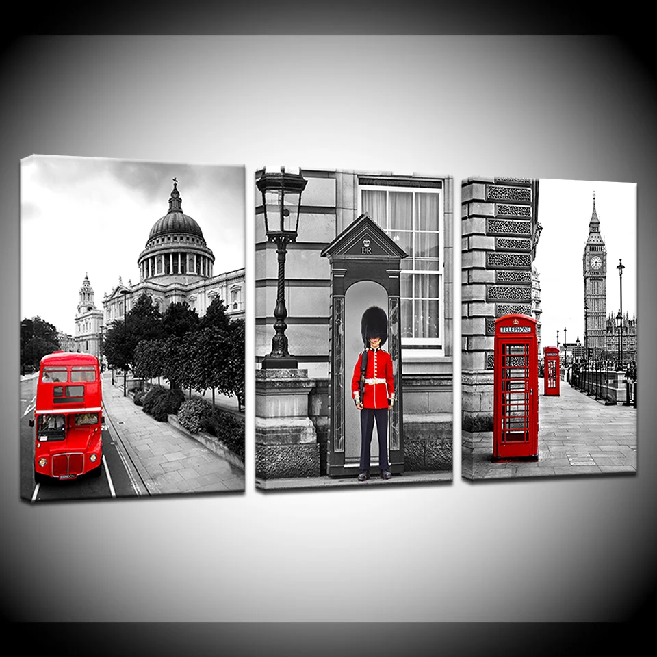 Модульный Декор для дома плакат картины абстрактный постер с изображением Лондона улица Настенная картина с ландшафтом 3 шт Печать на холсте для гостиной