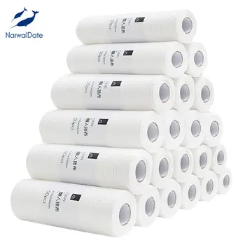 

Micro Fiber Towel Non-woven Kitchen Cleaning Cloth Reusable Bamboo Towels Roll Stand Holder Dish Cloth Paper Hoods Kitchen