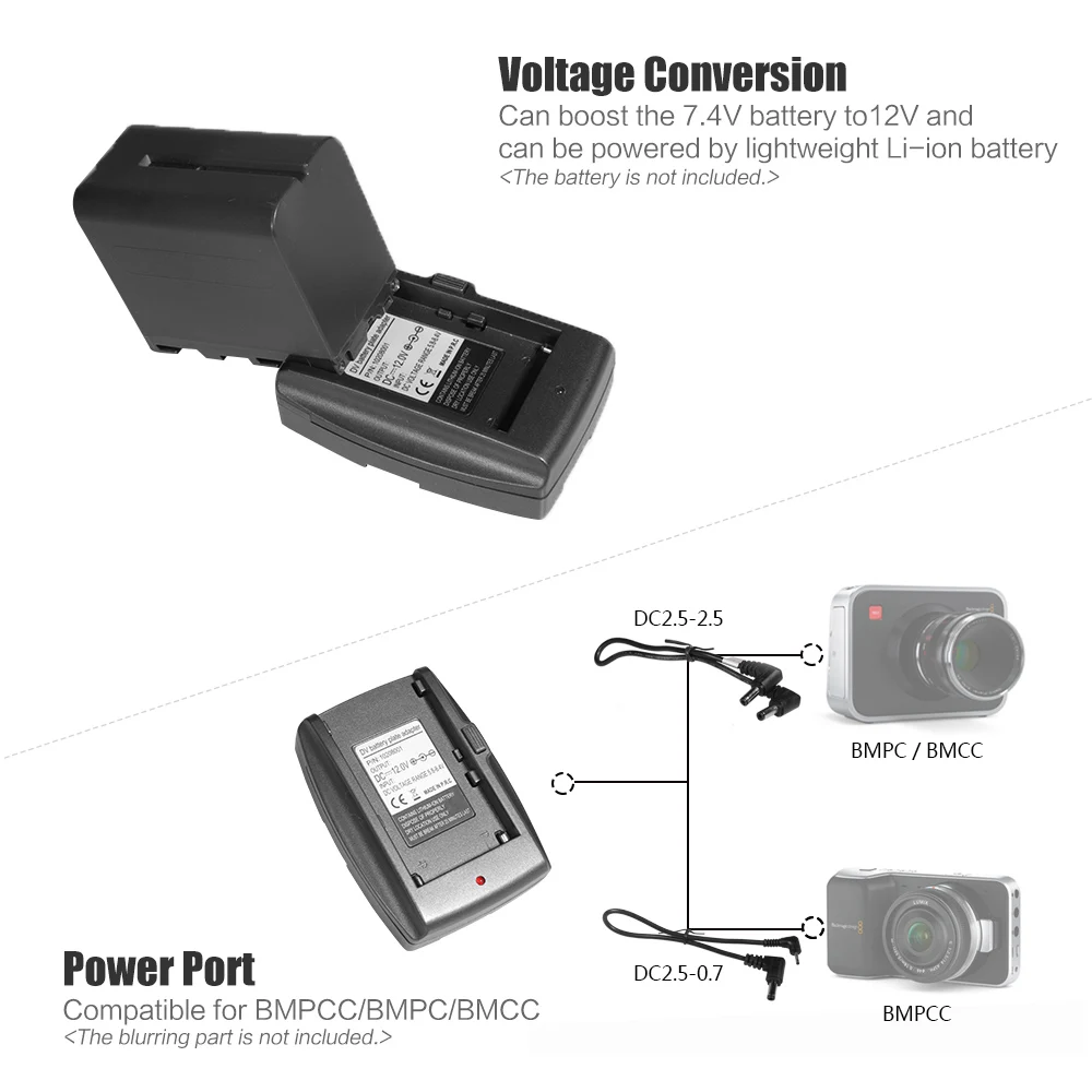 Andoer батарея адаптер пластина база для BMPC BMCC BMPCC для sony NP-F970 F750 F550 батарея dapter пластина база с DC Кабели