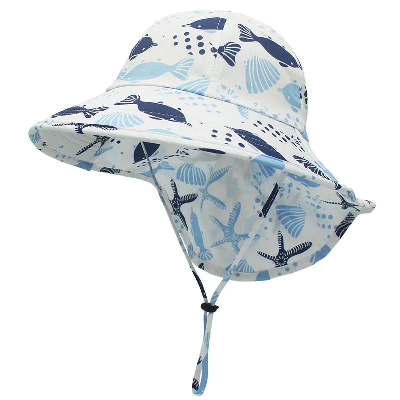 

Kids Sunhat Polyester Fabric Wide Hat With Neck Protection Summer Children's Sun Protection Hat